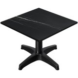 CPBL | Compact Loungetisch | B:T:H 60 x 60 x 38 cm | Schwarz-Marmor / Aluminium Schwarz | Zusatzgewicht