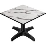 CPBL | Compact Loungetisch | B:T:H 70 x 70 x 38 cm | Weiß-Marmor / Aluminium Schwarz | Zusatzgewicht