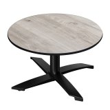 CPTG | Bistro Loungetafel | Ø:H 70 x 39 cm | Eiken-Wit / Aluminium Zwart | Inklapbaar / Extra gewicht