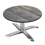 CPTG | Bistro Loungetisch | Ø:H 70 x 39 cm | Rustikal Kiefer / Aluminium | Klappbar/ Zusatzgewicht