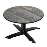 CPTG | Bistro Loungetisch | Ø:H 60 x 39 cm | Rustikal Kiefer / Aluminium Schwarz | Zusatzgewicht