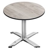CPTG | Bistro Tisch | Ø:H 60 x 76 cm | Eiche-Weiß / Aluminium | Zusatzgewicht