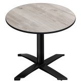 CPTG | Bistro Tisch | Ø:H 70 x 76 cm | Eiche-Weiß / Aluminium Schwarz | Zusatzgewicht