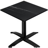 CPTG | Bistro Tisch | B:T:H 70 x 70 x 76 cm | Schwarz Marmor / Aluminium Schwarz | Klappbar/ Zusatzgewicht
