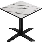 CPTG | Bistro Tisch | B:T:H 70 x 70 x 76 cm | Weiß Marmor / Aluminium Schwarz | Klappbar/ Zusatzgewicht