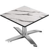 CPTG | Bistro Loungetisch | B:T:H 60 x 60 x 39 cm | Weiß Marmor / Aluminium | Zusatzgewicht