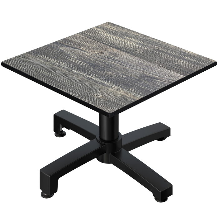 CPBC | Compact Loungetisch | B:T:H 70 x 70 x 42 cm | Rustikal Kiefer / Aluminium | Klappbar | Zusatzgewicht