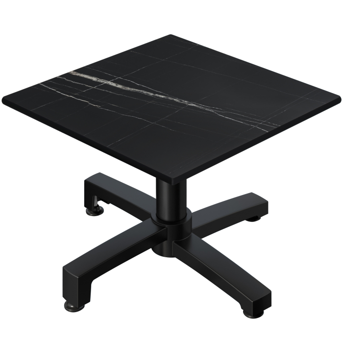 CPBC | Compact Loungetisch | B:T:H 70 x 70 x 42 cm | Schwarz Marmor / Aluminium | Klappbar | Zusatzgewicht
