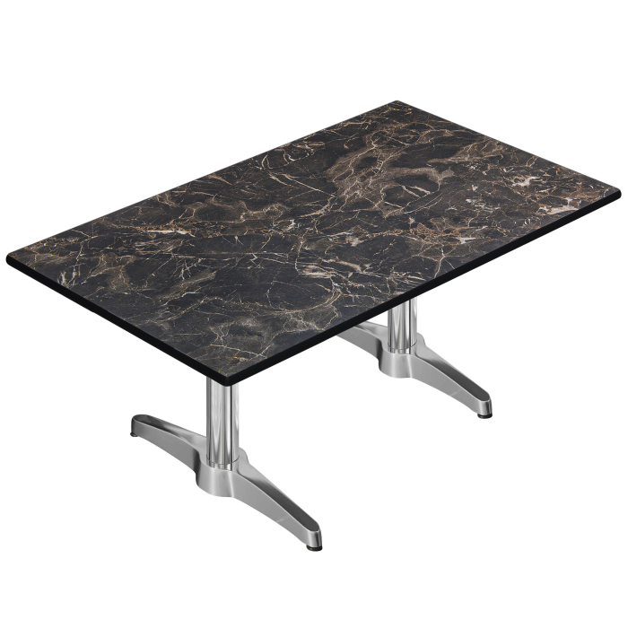 CPBL | Mesa de salón compacta | An:Pr:Al 120 x 70 x 42 cm | Mármol capuchino / aluminio | Peso adicional