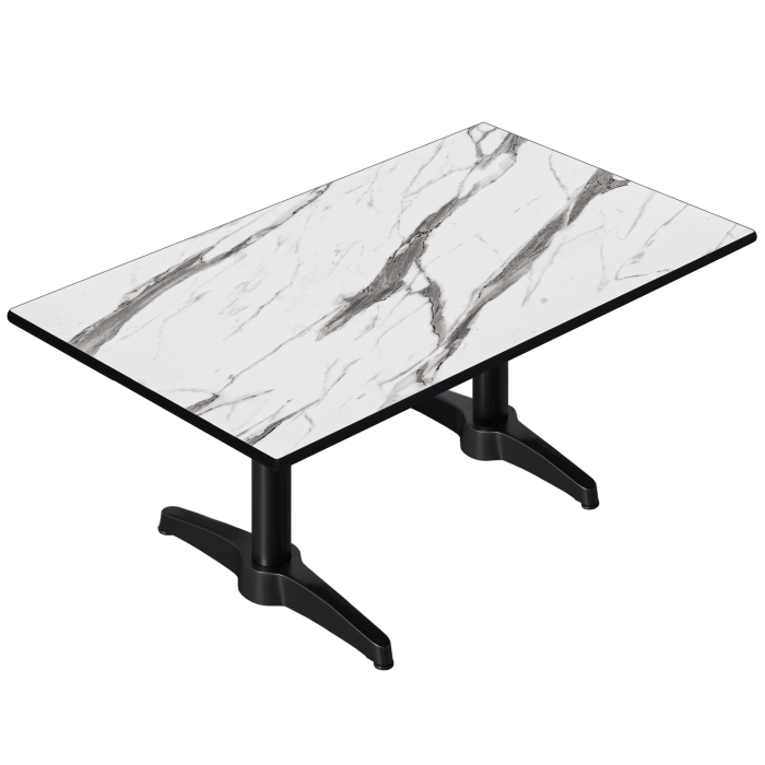 CPBL | Compact Loungetisch | B:T:H 120 x 70 x 42 cm | Weiß-Marmor / Aluminium Schwarz | Zusatzgewicht
