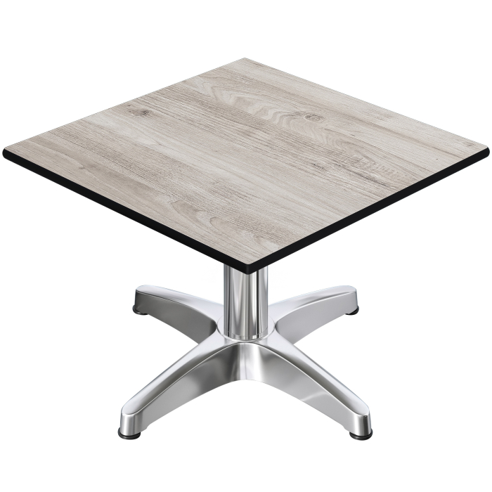CPBL | Mesa de salón compacta | An:Pr:Al 60 x 60 x 42 cm | roble-blanco / aluminio | plegable | peso adicional