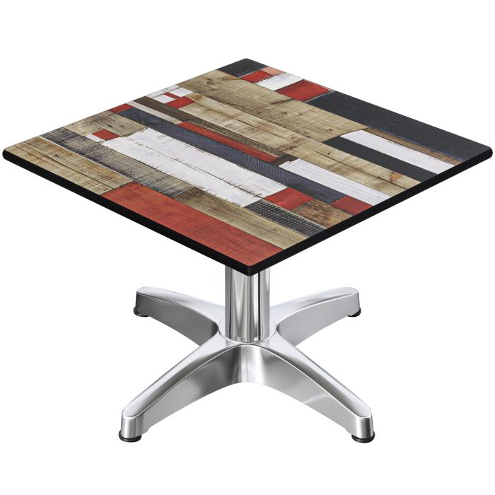 CPBL | Compact Loungetisch | B:T:H 70 x 70 x 42 cm | Vintage Bunt / Aluminium | Klappbar | Zusatzgewicht