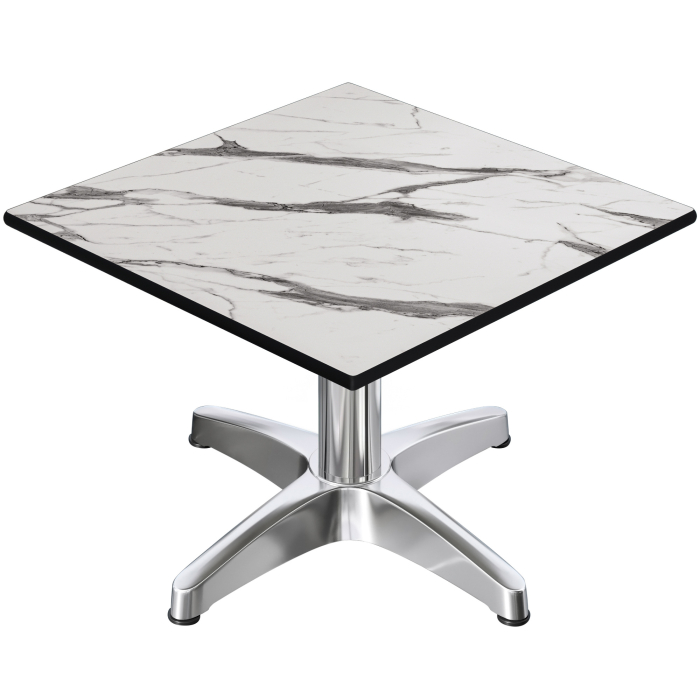 CPBL | Compact lounge table | W:D:H 60 x 60 x 42 cm | White marble / aluminium | Folding | Additional weight