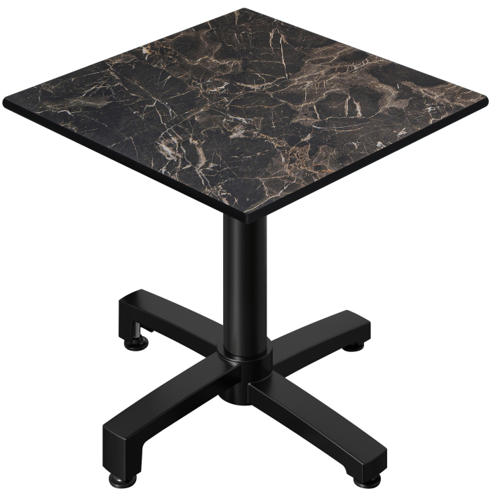 CPBC | HPL Bistrotafel | B:D:H 60 x 60 x 78 cm | Cappuccino Marmer / Aluminium Zwart | Opvouwbaar + extra gewicht | Vierkant