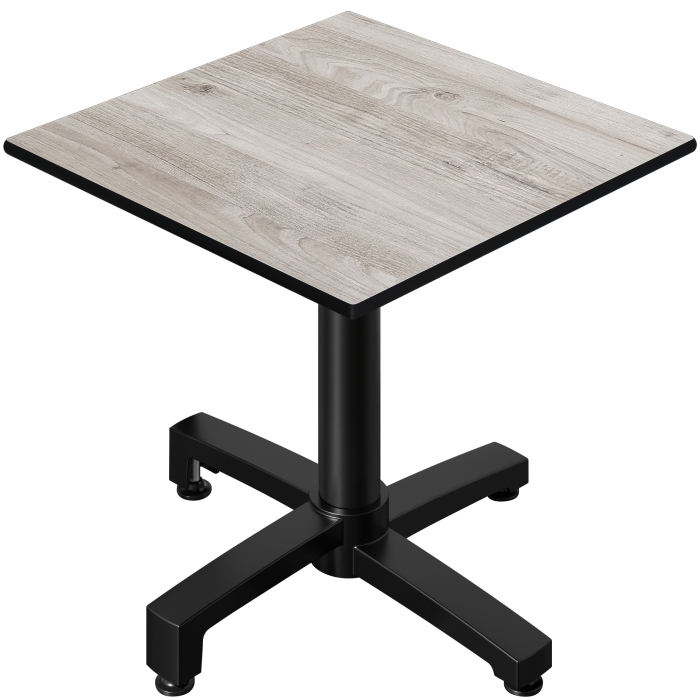 CPBC | HPL Bistro Table | W:D:H 60 x 60 x 78 cm | Oak White / Aluminium Black | Foldable + additional weight | Square