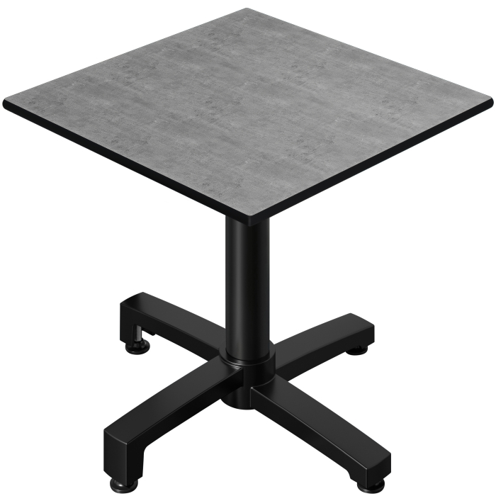 CPBC | HPL Bistro Tisch | B:T:H 70 x 70 x 78 cm | Beton / Aluminium Schwarz | Klappbar + Zusatzgewicht | Quadratisch