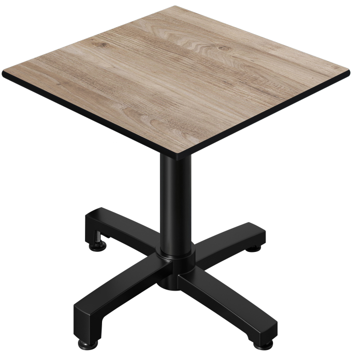 CPBC | HPL Bistrobord | B:D:H 70 x 70 x 78 cm | Ek / Aluminium | Fällbart + extra vikt | Fyrkantigt