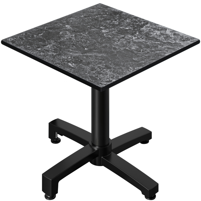 CPBC | Mesa Bistro HPL | An:Pr:Al 70 x 70 x 78 cm | Roca / Aluminio | Plegable + peso adicional | Cuadrada