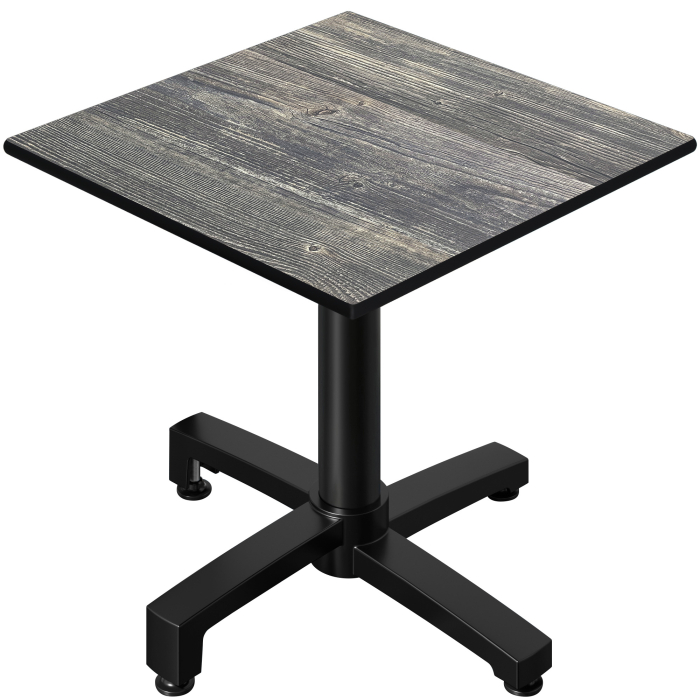 CPBC | HPL bistrobord | B:D:H 70 x 70 x 78 cm | Rustikk furu / aluminium | Sammenleggbar + ekstra vekt | Torget