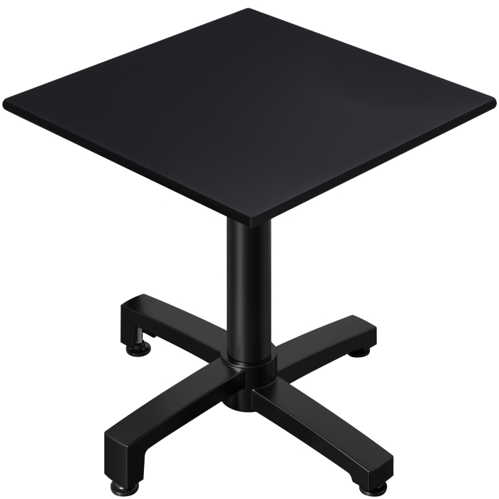 CPBC | HPL Bistro Tisch | B:T:H 70 x 70 x 78 cm | Schwarz / Aluminium | Klappbar + Zusatzgewicht | Quadratisch
