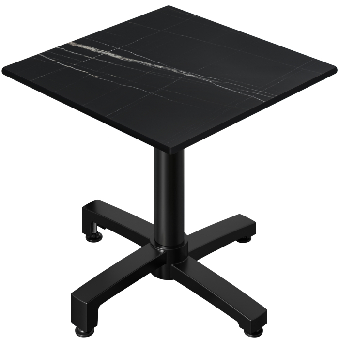CPBC | HPL bistrobord | B:D:H 70 x 70 x 78 cm | Svart marmor / aluminium | Sammenleggbar + ekstra vekt | Torget