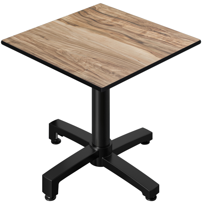 CPBC | HPL Bistrobord | B:D:H 70 x 70 x 78 cm | Sheesham / Aluminium | Fällbart + extra vikt | Fyrkantigt
