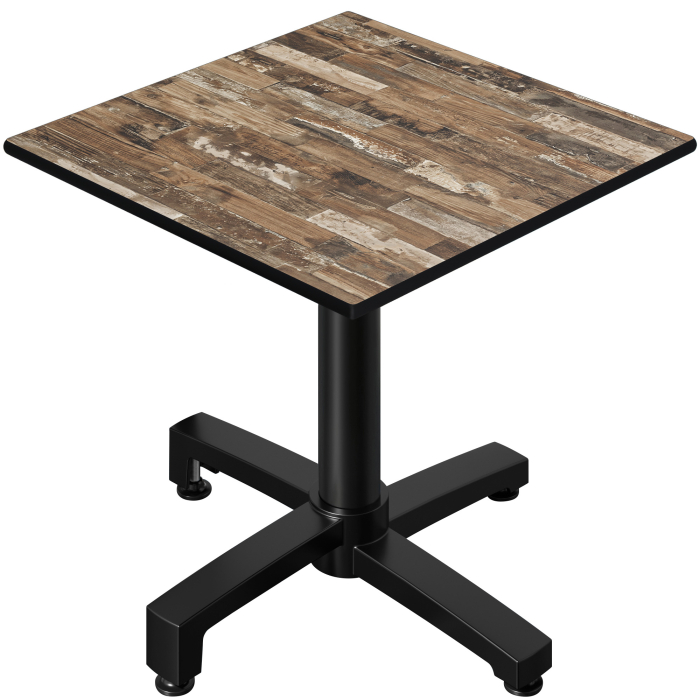 CPBC | HPL Bistro Table | W:D:H 70 x 70 x 78 cm | Vintage Old / Aluminium | Foldable + additional weight | Square