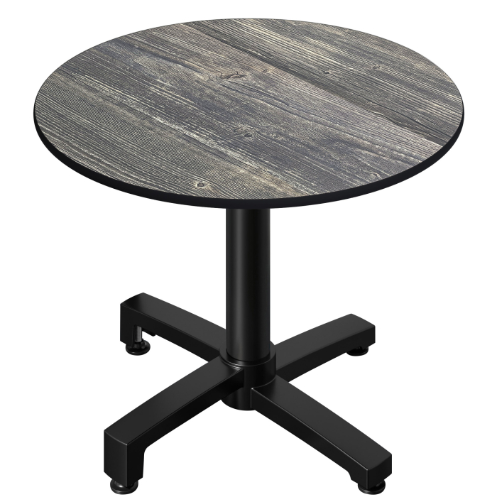 CPBC | Tavolo da bistrot in HPL | Ø:H 70 x 78 cm | Pino rustico / Alluminio | Pieghevole + peso aggiuntivo | Rotondo