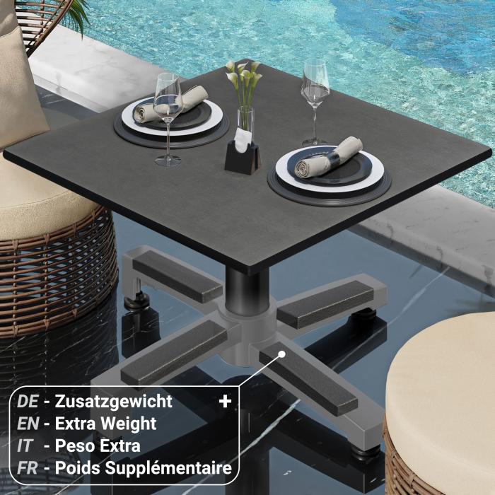 CPBC | Compact lounge table | W:D:H 70 x 70 x 42 cm | anthracite / aluminium black | folding | additional weight CPBC | Compact lounge table | W:D:H 70 x 70 x 42 cm | anthracite / aluminium black | folding | additional weight