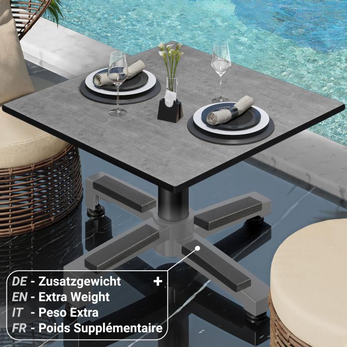 CPBC | Compact lounge table | W:D:H 70 x 70 x 42 cm | concrete / aluminium black | folding | additional weight CPBC | Compact lounge table | W:D:H 70 x 70 x 42 cm | concrete / aluminium black | folding | additional weight