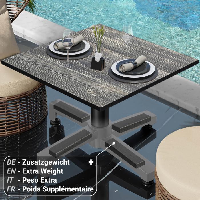 CPBC | Compact lounge table | W:D:H 70 x 70 x 42 cm | Rustic pine / aluminium | Foldable | Additional weight CPBC | Compact lounge table | W:D:H 70 x 70 x 42 cm | Rustic pine / aluminium | Foldable | Additional weight