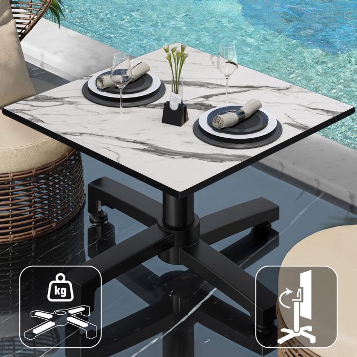 CPBC | Kompakt loungebord | B:D:H 70 x 70 x 42 cm | Vit marmor / aluminium | Vikbart | Extra vikt CPBC | Kompakt loungebord | B:D:H 70 x 70 x 42 cm | Vit marmor / aluminium | Vikbart | Extra vikt
