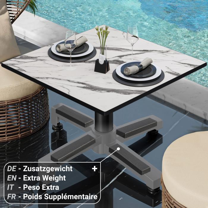 CPBC | Kompakt loungebord | B:D:H 70 x 70 x 42 cm | Vit marmor / aluminium | Vikbart | Extra vikt CPBC | Kompakt loungebord | B:D:H 70 x 70 x 42 cm | Vit marmor / aluminium | Vikbart | Extra vikt