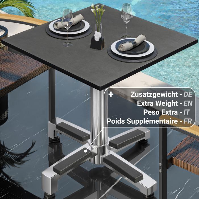 CPBC | HPL Bistro Table | W:D:H 70 x 70 x 78 cm | Anthracite / Aluminium | Foldable + additional weight | Square