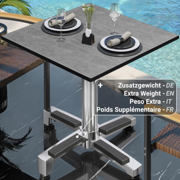 CPBC | HPL Bistro Table | W:D:H 70 x 70 x 78 cm | Concrete / Aluminium | Foldable + additional weight | Square