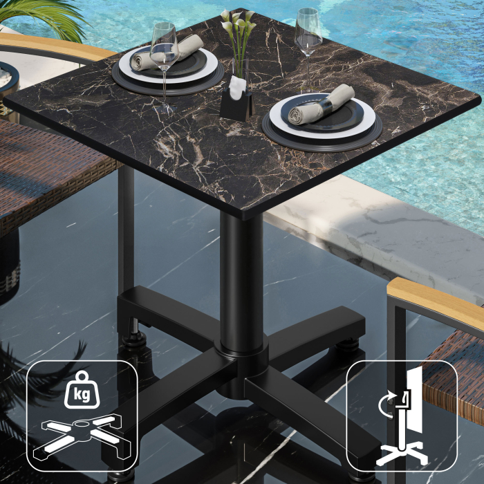 CPBC | HPL Bistro Table | B:D:H 70 x 70 x 78 cm | Cappuccino Marble / Aluminium Black | Foldbar + ekstra vægt | Firkantet CPBC | HPL Bistro Table | B:D:H 70 x 70 x 78 cm | Cappuccino Marble / Aluminium Black | Foldbar + ekstra vægt | Firkantet