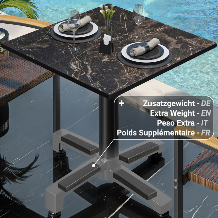 CPBC | HPL Bistro Table | B:D:H 70 x 70 x 78 cm | Cappuccino Marble / Aluminium Black | Foldbar + ekstra vægt | Firkantet CPBC | HPL Bistro Table | B:D:H 70 x 70 x 78 cm | Cappuccino Marble / Aluminium Black | Foldbar + ekstra vægt | Firkantet