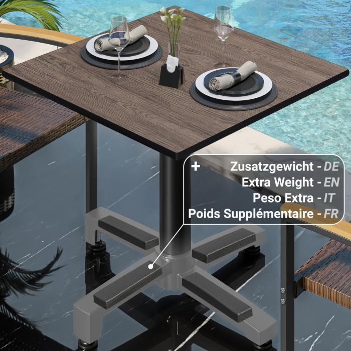 CPBC | HPL Bistro Table | W:D:H 70 x 70 x 78 cm | Wenge / Aluminium | Foldable + additional weight | Square