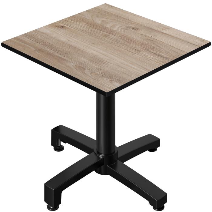 CPBC | HPL Bistrobord | B:D:H 70 x 70 x 78 cm | Ek / Aluminium | Fällbart + extra vikt | Fyrkantigt