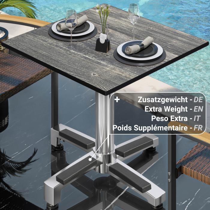 CPBC | HPL Bistro Table | W:D:H 70 x 70 x 78 cm | Rustic Pine / Aluminium | Foldable + additional weight | Square