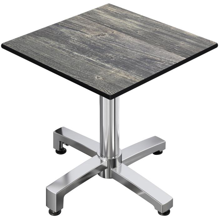 CPBC | HPL Bistro Table | W:D:H 70 x 70 x 78 cm | Rustic Pine / Aluminium | Foldable + additional weight | Square