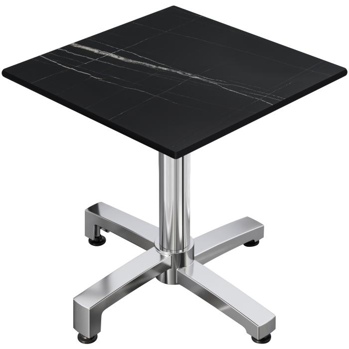 CPBC | HPL Bistro Table | B:D:H 70 x 70 x 78 cm | Sort marmor / aluminium | Sammenklappelig + ekstra vægt | Firkantet