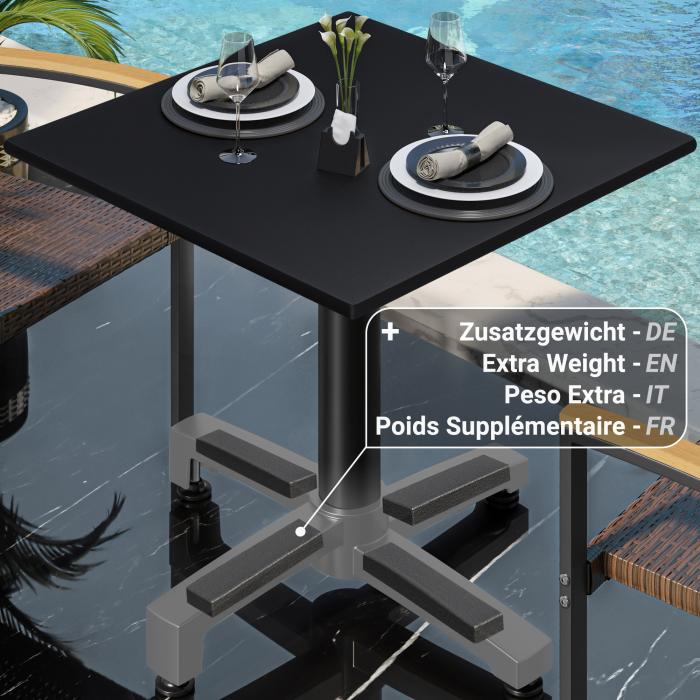 CPBC | HPL Bistro Table | W:D:H 70 x 70 x 78 cm | Black / Aluminium | Foldable + additional weight | Square
