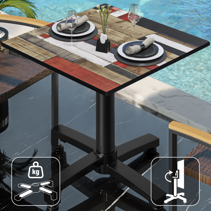 CPBC | HPL Bistro Table | W:D:H 70 x 70 x 78 cm | Vintage Coloured / Aluminium | Foldable + additional weight | Square