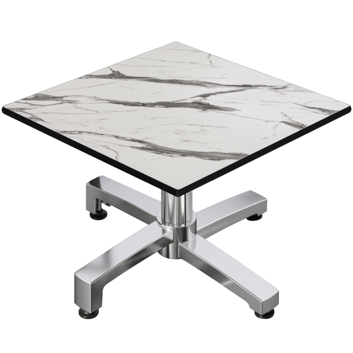 CPBC | Compact Loungetisch | B:T:H 70 x 70 x 42 cm | Weiß Marmor / Aluminium | Klappbar | Zusatzgewicht
