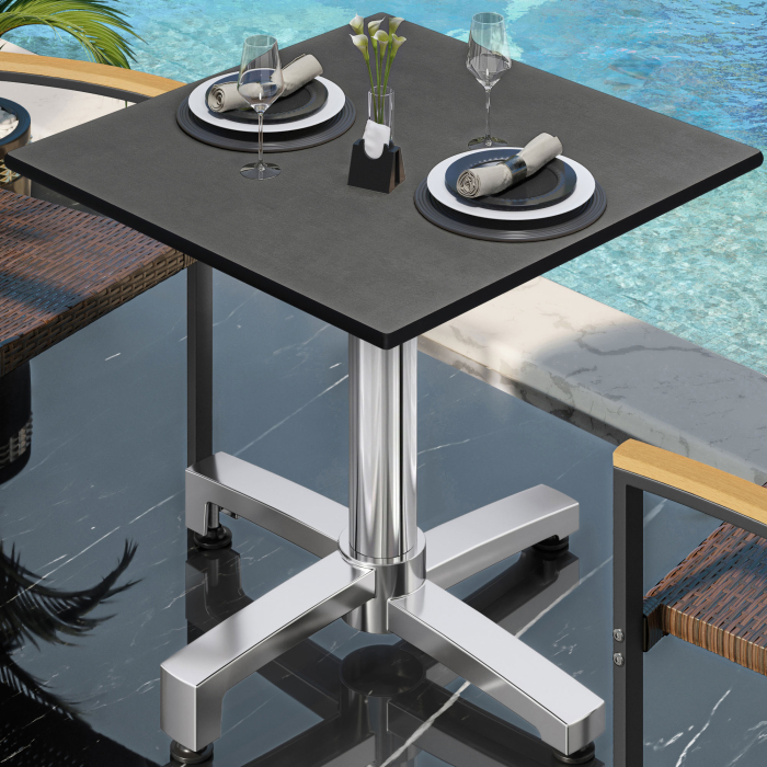 CPBC | HPL Bistro Table | W:D:H 70 x 70 x 78 cm | Anthracite / Aluminium | Foldable + additional weight | Square