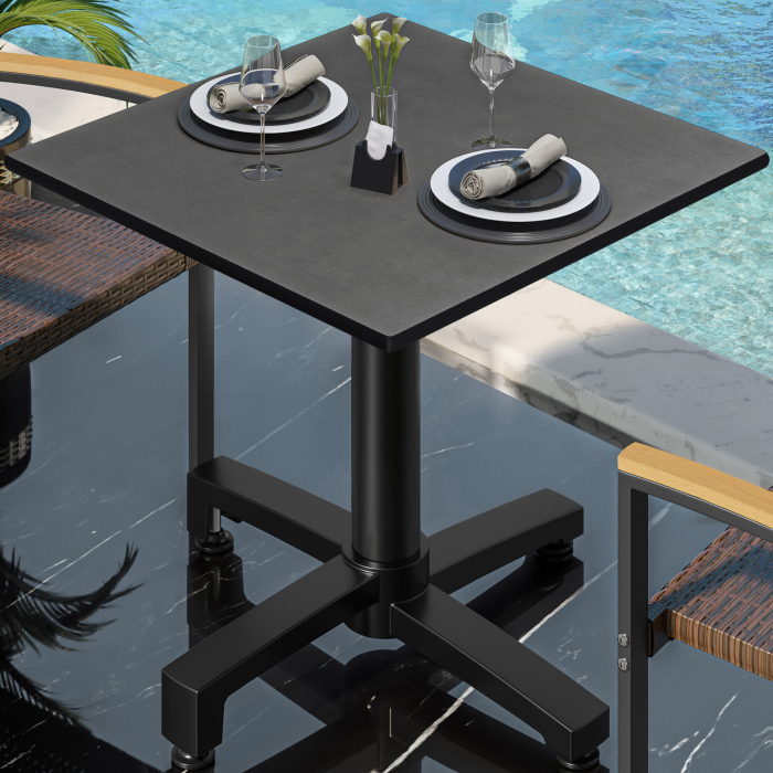CPBC | HPL Bistro Table | W:D:H 70 x 70 x 78 cm | Anthracite / Aluminium Black | Foldable + additional weight | Square
