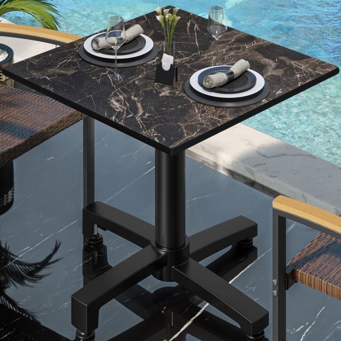 CPBC | HPL Bistro Table | B:D:H 70 x 70 x 78 cm | Cappuccino Marble / Aluminium Black | Foldbar + ekstra vægt | Firkantet CPBC | HPL Bistro Table | B:D:H 70 x 70 x 78 cm | Cappuccino Marble / Aluminium Black | Foldbar + ekstra vægt | Firkantet