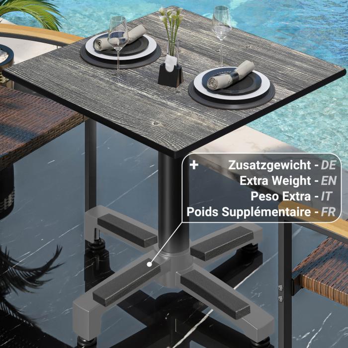CPBC | HPL Bistro Table | W:D:H 70 x 70 x 78 cm | Rustic Pine / Aluminium | Additional Weight | Square CPBC | HPL Bistro Table | W:D:H 70 x 70 x 78 cm | Rustic Pine / Aluminium | Additional Weight | Square