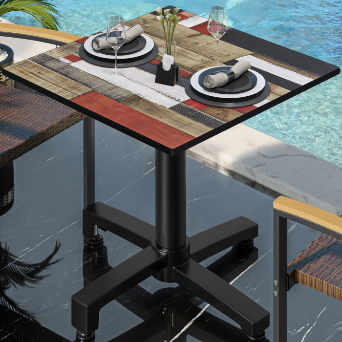 CPBC | HPL Bistro Table | W:D:H 70 x 70 x 78 cm | Vintage Coloured / Aluminium | Foldable + additional weight | Square